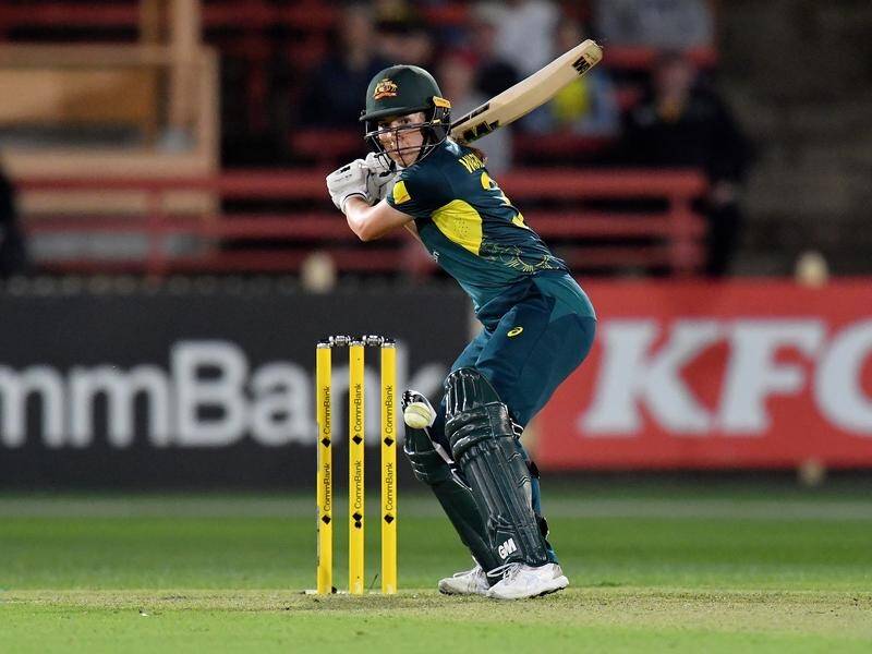 Mortlake's Georgia Wareham starred with the bat as Australia beat Bangladesh by 58 runs in Dhaka. (Bianca De Marchi/AAP PHOTOS)