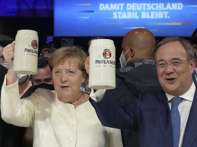 Angela Merkel has campaigned with fellow Christian Democrat Armin Laschet.