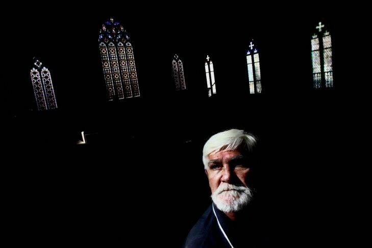 Photograph shows Anthony James Whittaker, photographed at the Newtown Mission Church today. Mr Whittaker has been visiting the community church since his son Erik was found dead in Parklea jail in July. Photograph by Dean Sewell. SMH News. Taken Monday 27th November 2017
