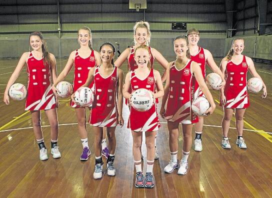 Rep duty: The captains of the four junior Illawarra netball teams for the NSW All-Age Champs. Back row (left to right) Tamara Ebbs, Emma Davey, Rachel Burnett, Cassandra Kerr, Hanna Castle. Front (left to right) Riahnna Ricardo, Ruby Sargent-Wilson and Cartia Taranto. Illawarra will play in the Championship Division at Baulkham Hills. Picture: CHRIS CHAN