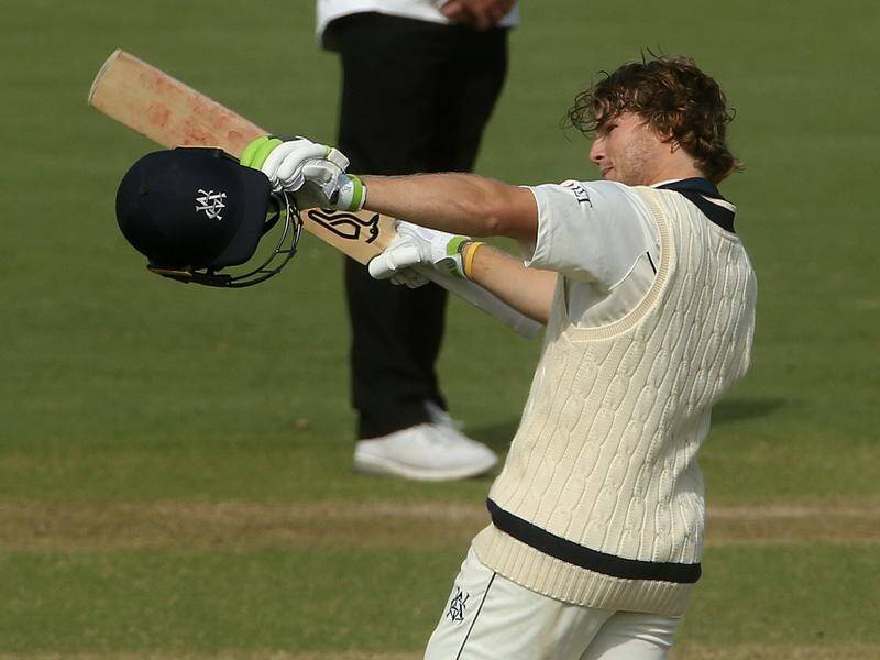Ashes hopeful Will Pucovski has hit a ton for Victoria in the Sheffield Shield match with Tasmania.