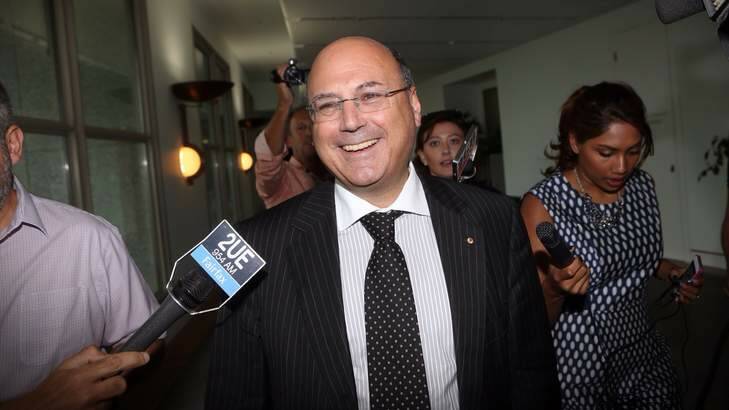 Meanwhile, in Canberra: Senator Arthur Sinodinos at Parliament on Thursday. Photo: Andrew Meares
