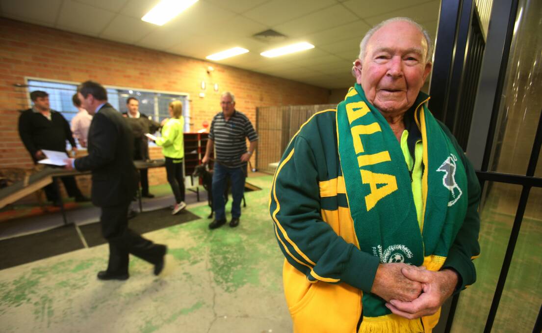 Jimmy Jenkins, 92, is the oldest living Socceroo and an institution at the Bulli dogs. Picture: ROBERT PEET