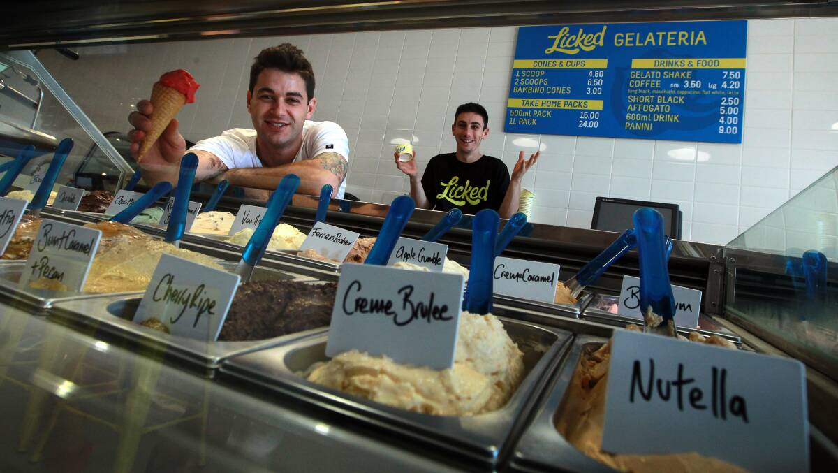 Owners Michael Ballardin and Paul Paterno at their gelateria, which opens on Saturday. Picture: SYLVIA LIBER