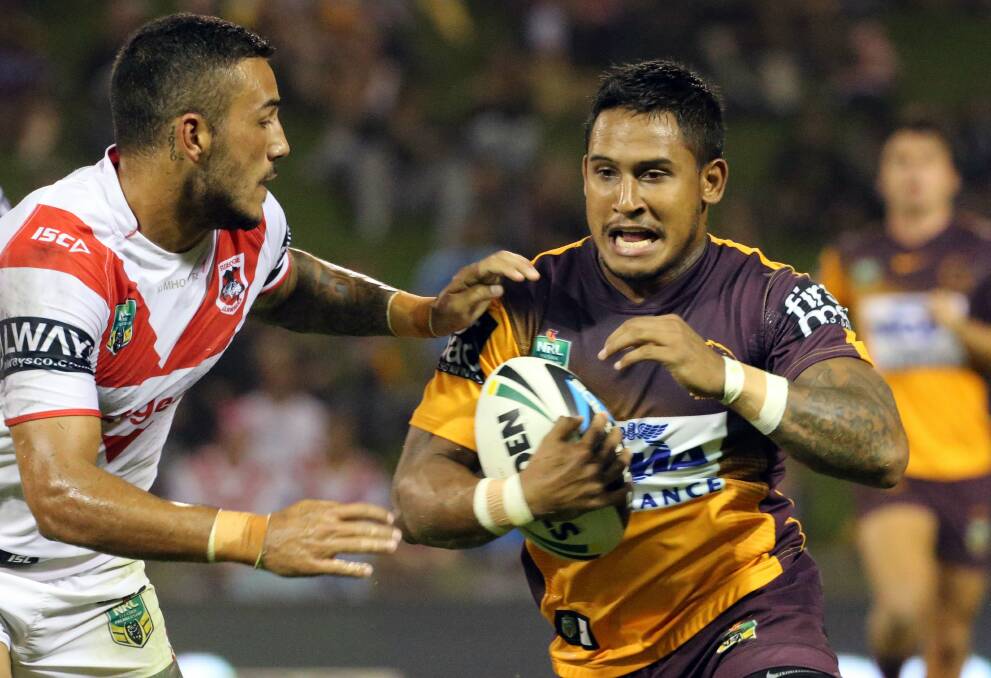 Ben Barba on the attack for the Broncos on Friday night. Picture: ROBERT PEET
