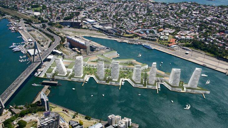 An artist's impression of a plan to build eight, 20-storey towers at White Bay in Sydney. Photo: Supplied