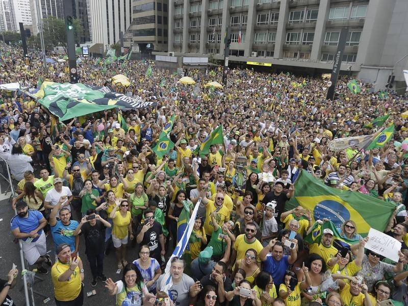 The show of support came one day after a protest against Brazil's far-right candidate Bolsonaro.