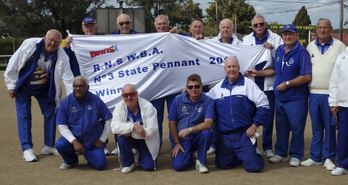 Malua Bay bowlers celebrate winning the NSW State pennants Grade 3 flag.
