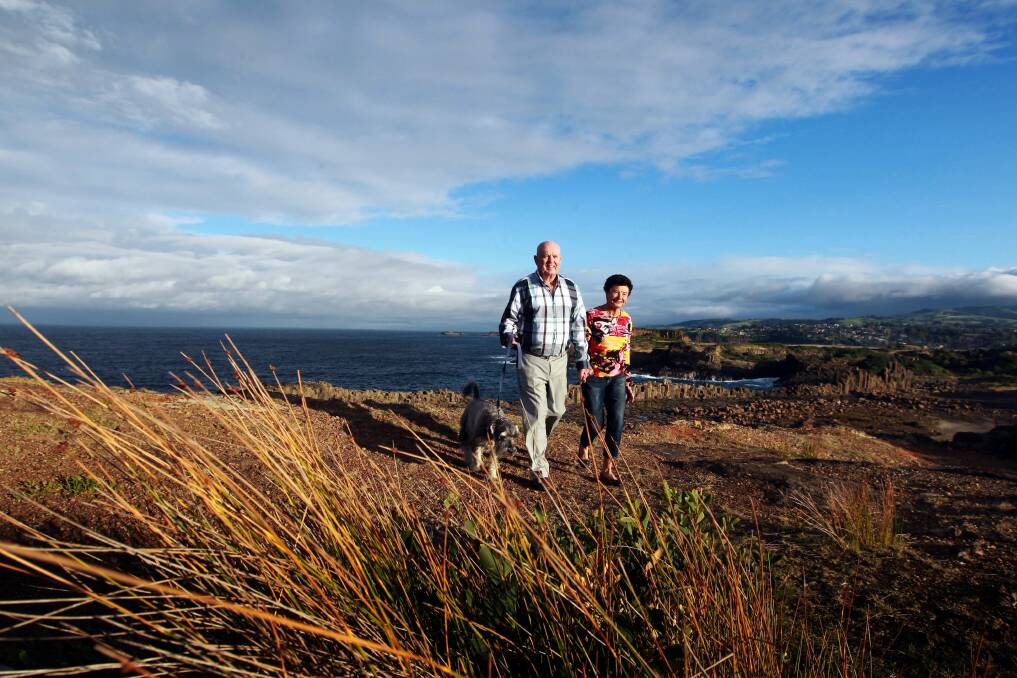 Councillor Warren Steel takes a walk with his wife Sandra overlooking Bombo quarry. Picture: SYLVIA LIBER