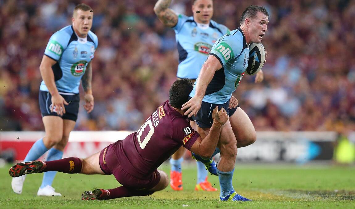 Paul Gallen making the hard yards for his beloved Blues. Picture: GETTY IMAGES