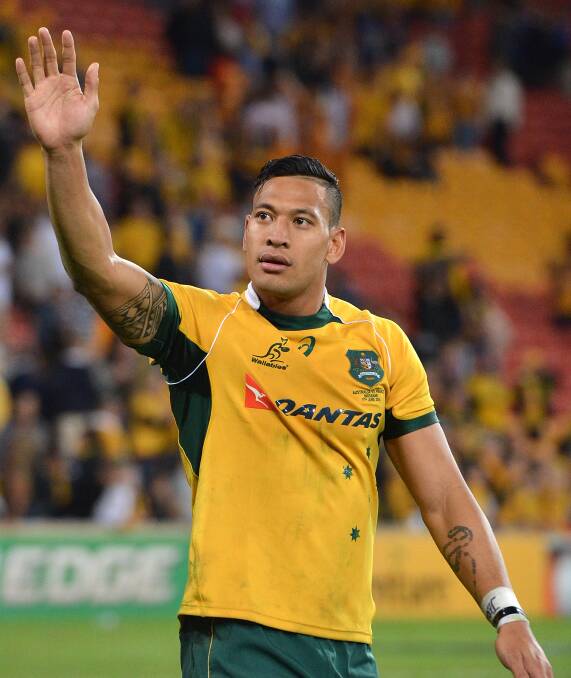 Israel Folau farewells the Suncorp Stadium crowd on Saturday. Picture: GETTY IMAGES