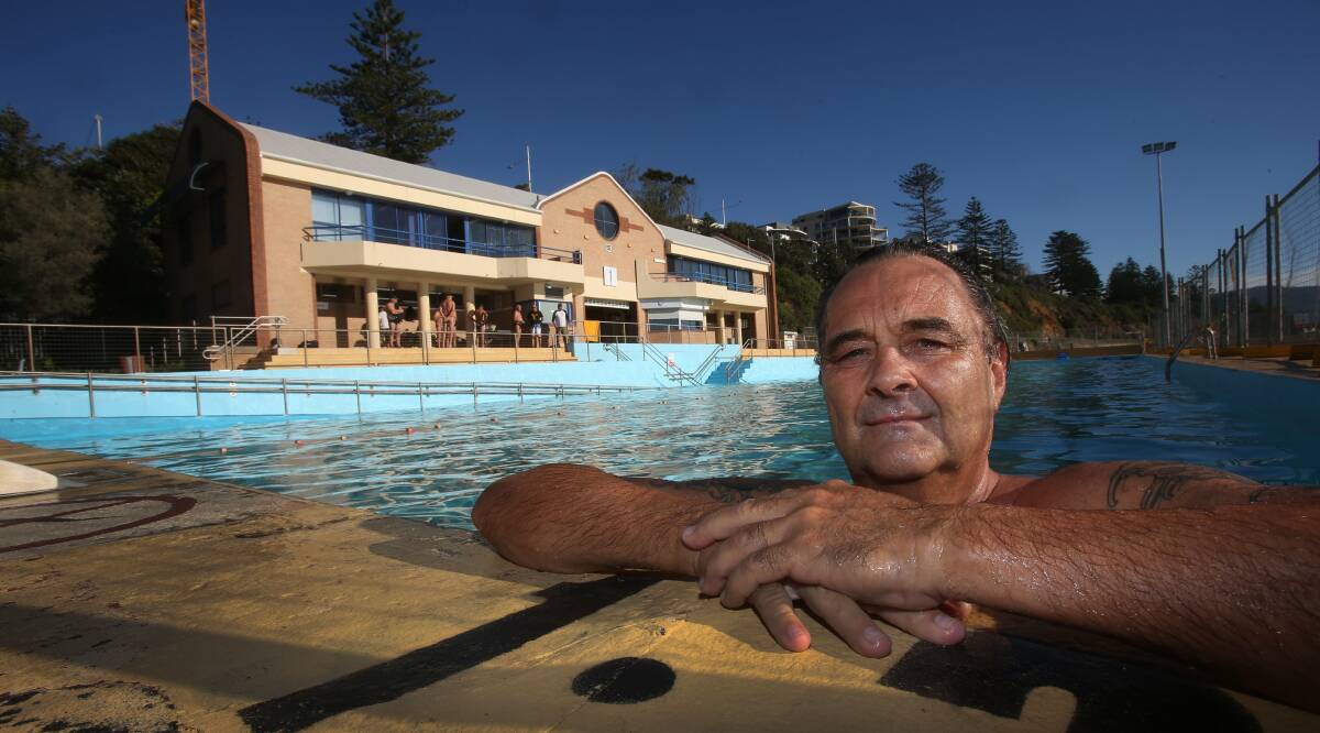 Wollongong Whales president Kevin Anger enjoys a morning swim at the newly reopened Continental Pool. Picture: ROBERT PEET