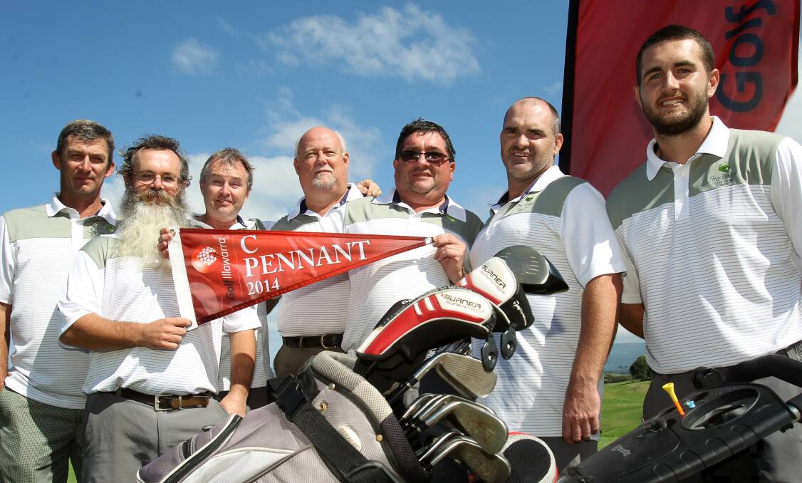 Three-time winners The Links C Pennant team of Colin Rogers, Neil Rowlinson, Darren Sparks, Bob Haldane, Michael Healey, Mark Woolley and Jack Petiquin savour their success. Picture: GREG TOTMAN