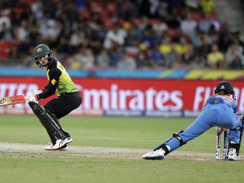 Rachael Haynes (L) says Australia aren't panicking despite a poor T20 World Cup opening loss.