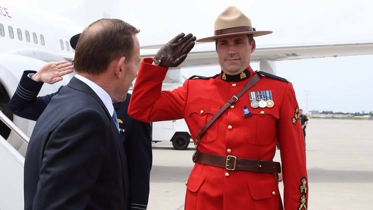 Tony Abbott arrives in Ottawa on Sunday. Photo: Andrew Meares