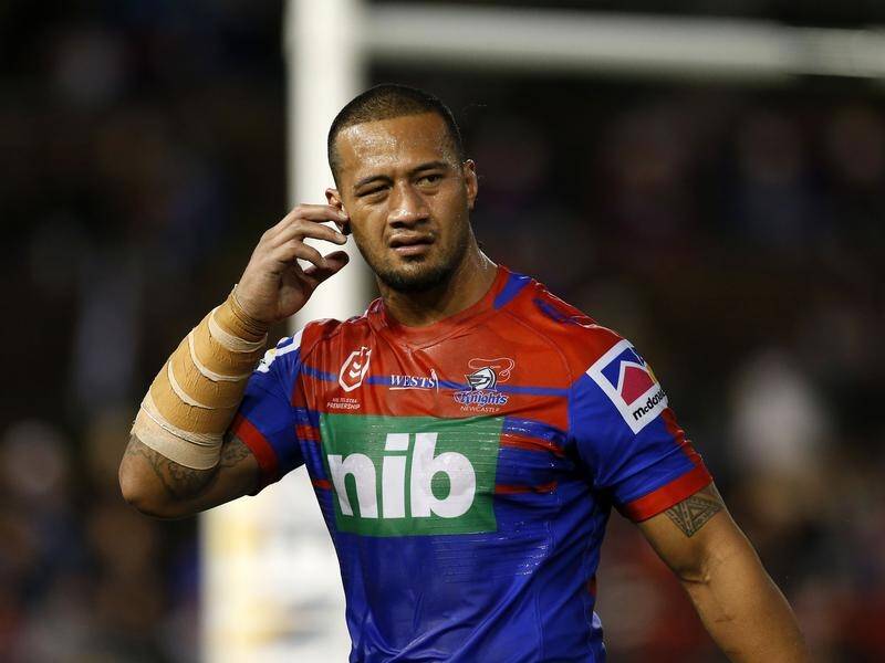James Gavet is sent for 10 minutes to the sin bin during Newcastle's loss to Canterbury.