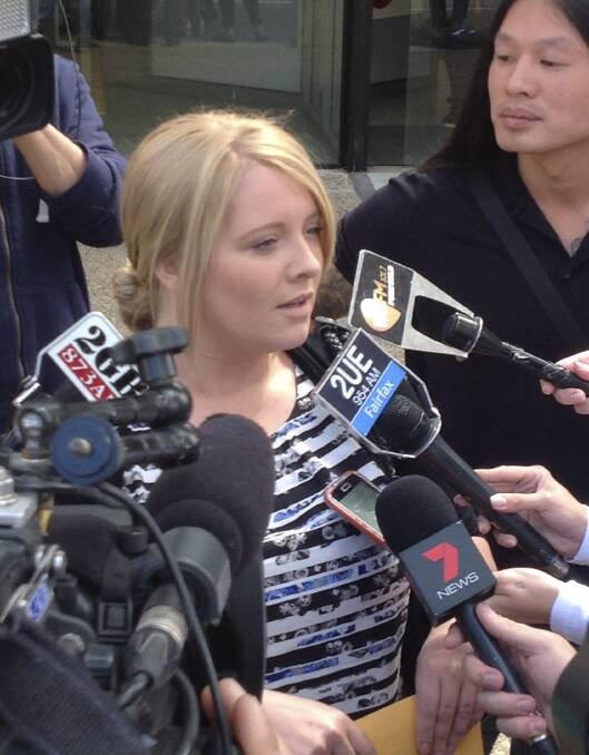 Zoe's law campaigner Jacqueline Sparks speaks to media outside a Sydney court in October.