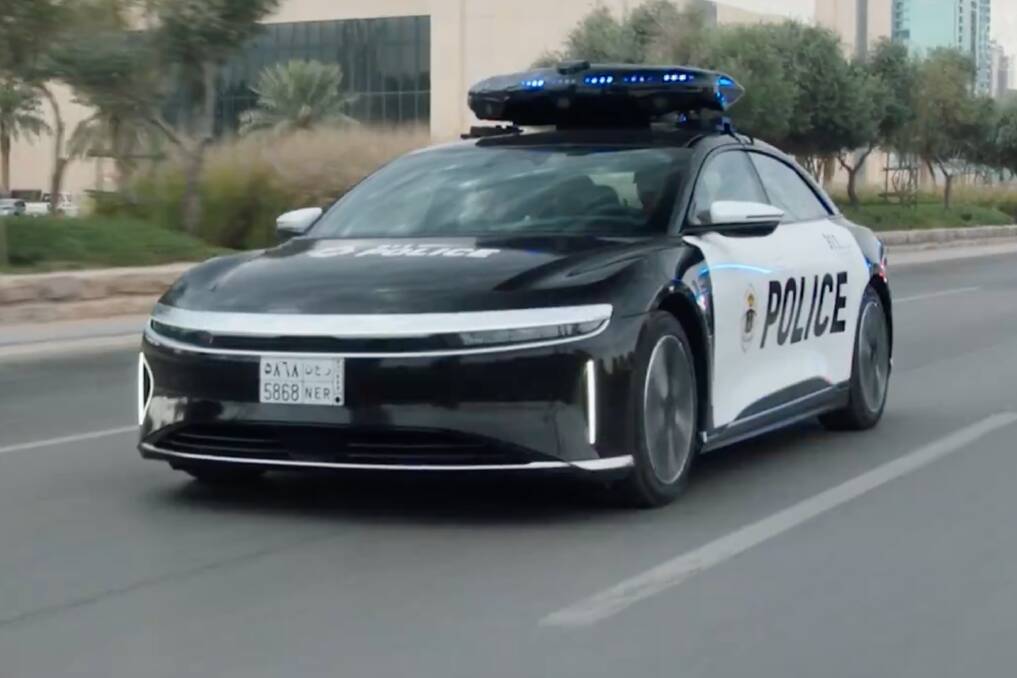 Lucid Air Police Cars with Launching Drones