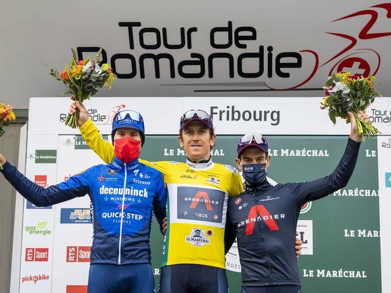 Geraint Thomas (centre) and Richie Porte (right) made it an Ineos one-two at the Tour de Romandie.