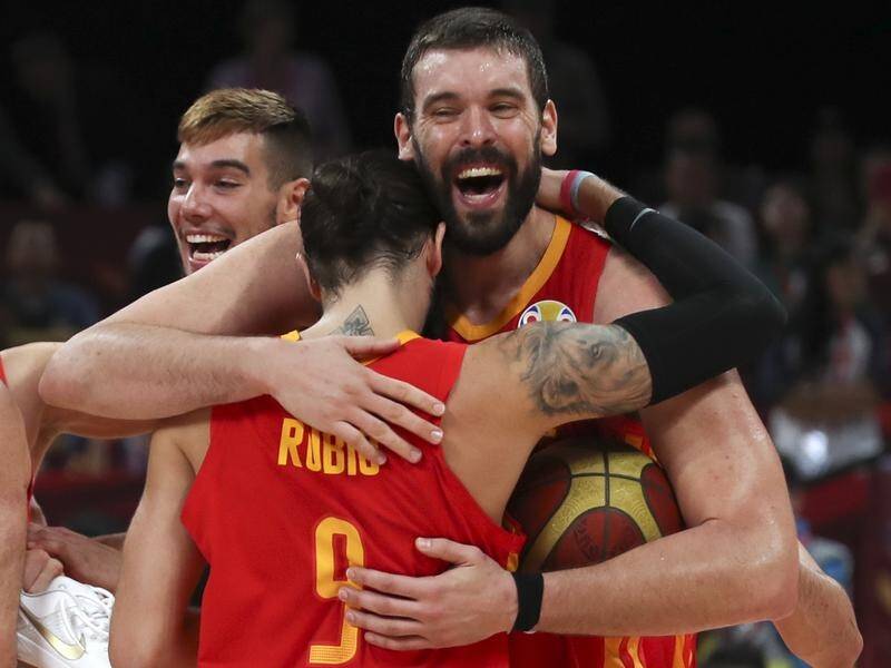 Spain's Marc Gasol (R) has won the basketball World Cup not long after winning the NBA title.