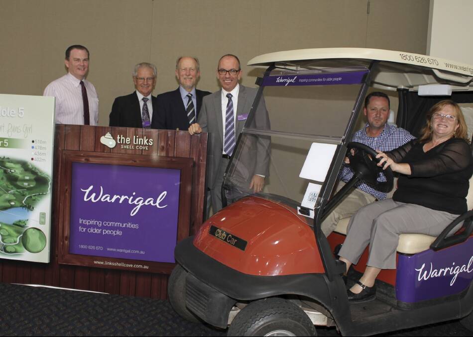 Shellharbour City Council director Carey McIntyre, Warrigal chairman Alan Hardy, The Links president Robert Lopich, Warrigal CEO Mark Sewell, Links general manager Robby Stephenson and Shellharbour Mayor Marianne Saliba at the announcement of the new Memorandum of Understanding between The Links and Warrigal. Picture: DAVID HALL