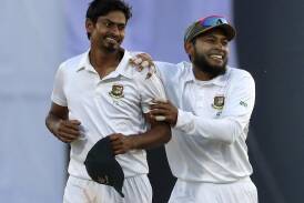 Taijul Islam (l) has led Bangladesh to a 150-run Test win on home soil over New Zealand. (AP PHOTO)