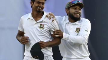 Taijul Islam (l) has led Bangladesh to a 150-run Test win on home soil over New Zealand. (AP PHOTO)