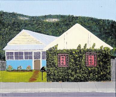 Nowlan's painting of a house on Lawrence Hargrave Drive, Thirroul.