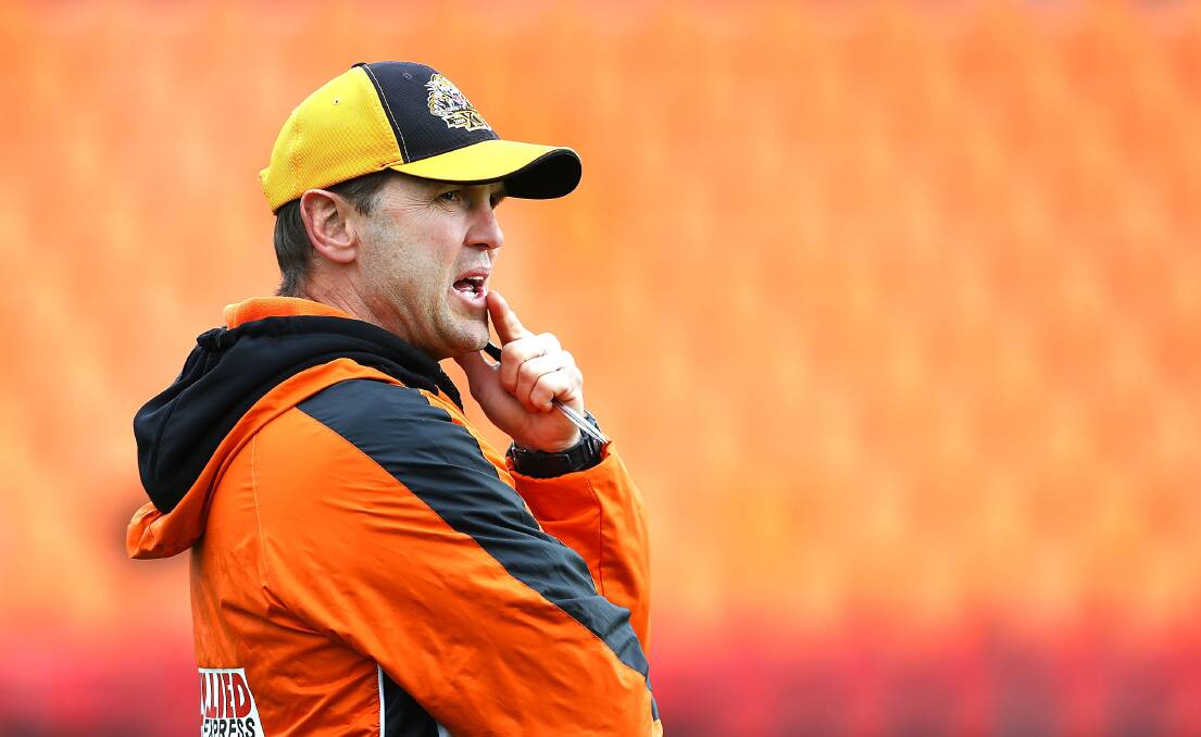A rift with his players has left head coach Mick Potter's role at Wests Tigers under threat. Picture: GETTY IMAGES