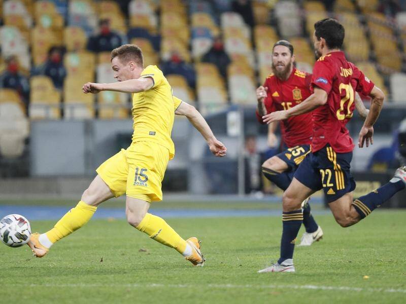 Ukraine's Viktor Tsygankov scored the only goal in their Nations League win over Spain in Kiev.