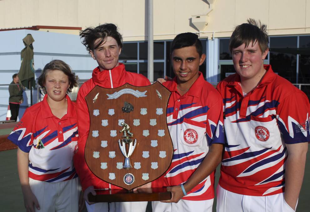 Illawarra's reigning NSW Junior Fours champions (left to right) Jayden Gebbie, Danyon Christie, Dylan Skinner and Jordan Taylor are playing for Illawarra in the Junior 7-A-Side this weekend.