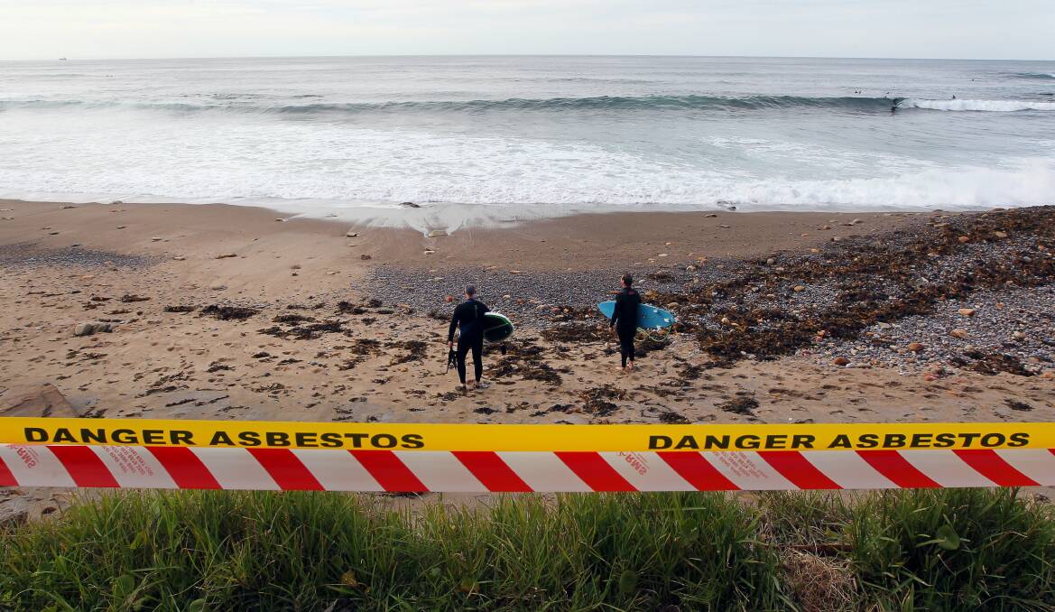 All gone: Asbestos residue was found on Coalcliff Beach after the heavy storm, but it has since been removed. Picture: SYLVIA LIBER