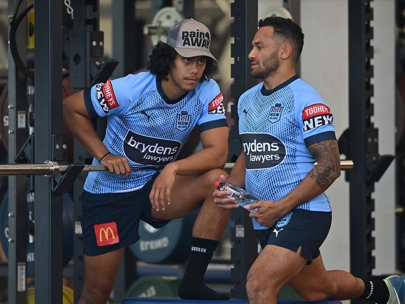 Jarome Luai (l) has the highest penalty count in the NSW squad heading into State of Origin.