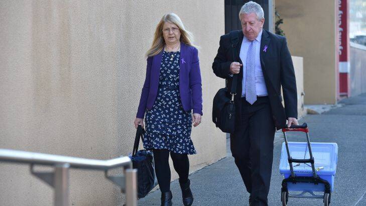 Faye Leveson and Mark Leveson arrive at the Glebe Coroners Court for the resumption of their son Matthew Leveson's inquest. Photo: Kate Geraghty