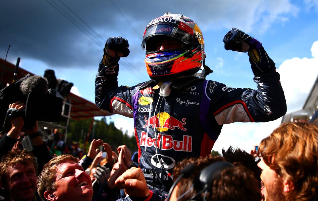Daniel Ricciardo is the first Australian to win the Belgian Grand Prix since Sir Jack Brabham in 1960, and now he's in pursuit of the F1 championship. Picture: GETTY IMAGES