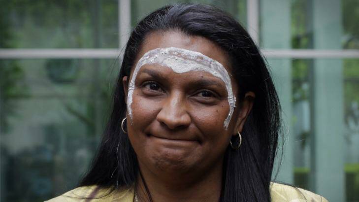 Former senator Nova Peris during an Indigenious blessing ceremony at Parliament House in 2013. Photo: Andrew Meares