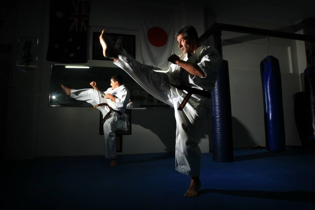 Illawarra fighters Zayn Timev and Shane Cunliffe training for International Full Contact Kyokushin Karate Championships in Japan. Picture: SYLVIA LIBER