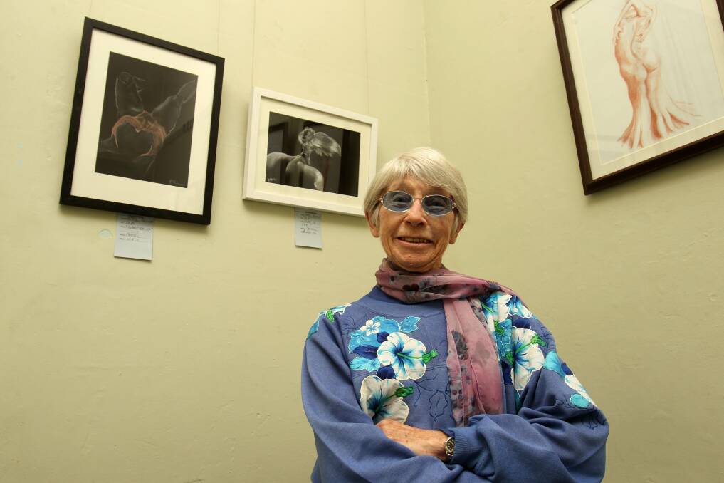 April Quinn, 83, Life on Flinders' oldest member, at the group's exhibition. Picture: GREG TOTMAN