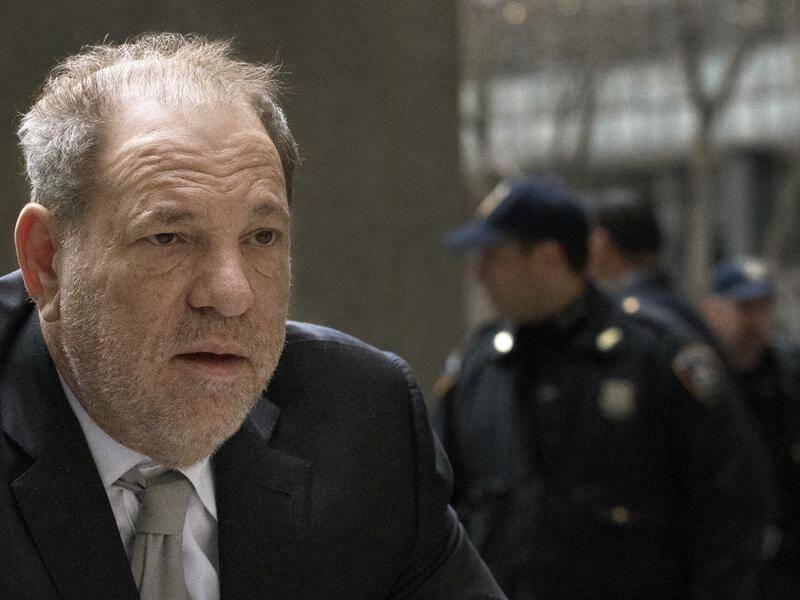 Harvey Weinstein arrives for jury selection in his rape trial in New York on Monday.