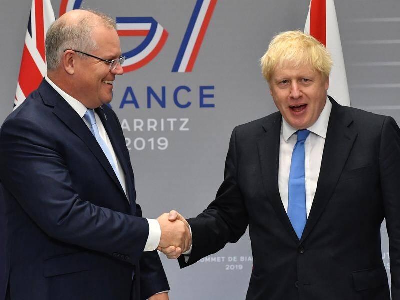 Scott Morrison has been meeting world leaders including Britain's Boris Johnson, gathered at the G7.