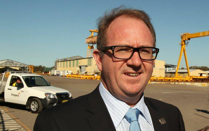 FILE PHOTO: NEWS-NCH Shadow Assistant Minister for Defence David Feeney visiting Australian ship building company Forgacs Engineering at Tomago. Photo by PHIL HEARNE Wednesday 9th July 2014.
