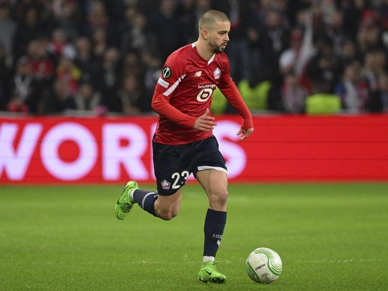 Edon Zhegrova scored a brace in Lille's 2-0 derby win over Lens in Ligue 1. (AP PHOTO)