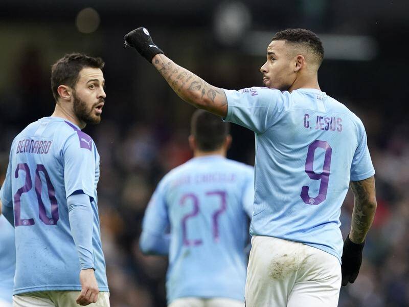 Manchester City's Gabriel Jesus has scored a brace in a 4-0 FA Cup thrashing og 10-man Fulham.