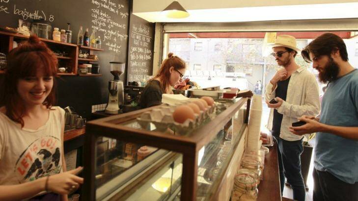 Short straw: Jordan Leser, left, and Eliza Fawcett at the Shortlist cafe in Darlington.  Photo: Tamara Dean