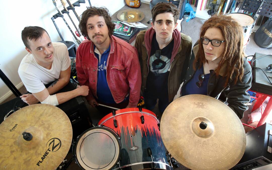 Illawarra act: Angus Bradley, Zach Gervaise, Matt Harvey and Mitch Fanning are The Maze, a local band playing in Vivid. Picture: KIRK GILMOUR