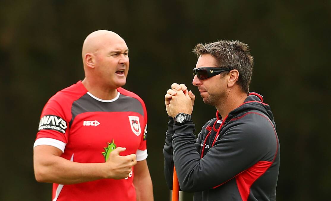 Second chance: Steve Price (right) with Paul McGregor before he was sacked as Dragons coach. Picture: GETTY IMAGES