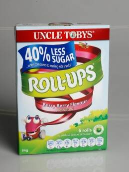 Uncle Tobys Roll Ups, which proclaims among its "nutritional benefits" that it is "made with real fruit", only contained 25 per cent fruit.