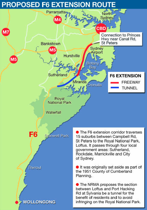 The proposed F6 route in 2010.