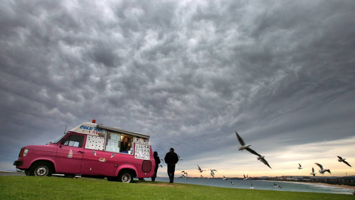 Cassandra Descalzo in her ice cream truck on Flagstaff Hill on Monday. Picture: KIRK GILMOUR