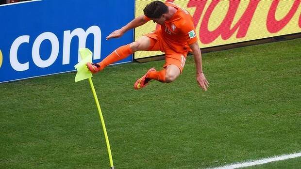 Late drama: Klaas-Jan Huntelaar celebrates his winning penalty. Photo: Getty Images